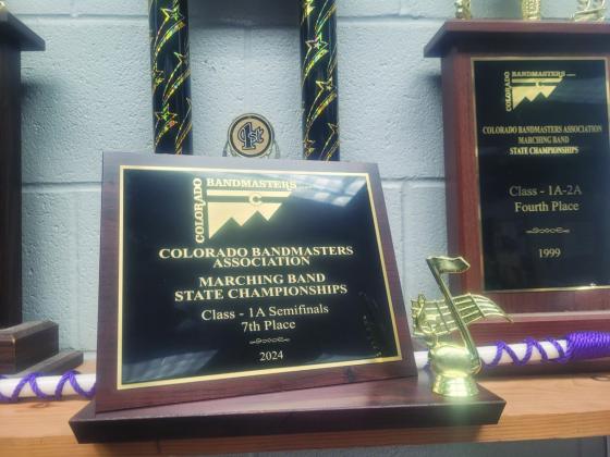 Rye High School Marching Band wins 7th place trophy at the State Band Tournament held at CSU-Pueblo. Courtesy Photo