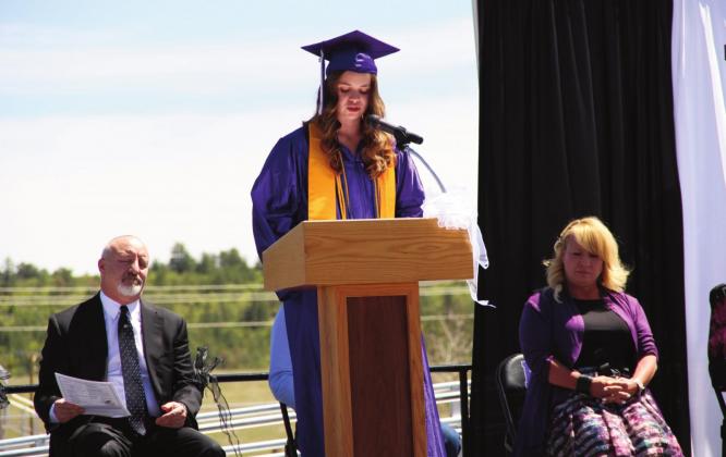 Salutatorian Morgan Elarton speaks to RHS graduates at the May 27, 2022 Commencement Ceremony. Photo by Terry Kraus