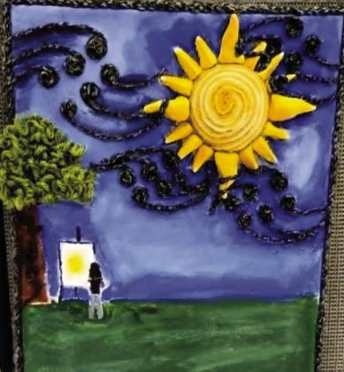 The Rye High School Band &amp;amp; Craver Middle School student Raegynn Kirchhoff's mixed media art (R). Photos by Shirley Pigg