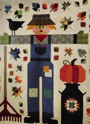 'The Quilted Scarecrow' made by Carolyn Baker and quilted by Shirley Schwab shows a lighter whimsical fall quilting pattern Photo by Shirley Pigg