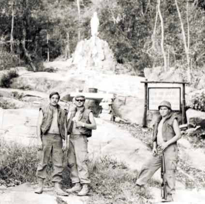 Vietnam War Veteran and feature writer for the View, Jerry Collins (L), with friend Dieter Herbstler and a bus driver on the right. The Greenhorn Valley View would like to continue a series of interviews with Vietnam Veterans in the Colorado City and Rye areas, in honor of the 50 Year Anniversary of the end of that war. Photo Courtesy of Jerry Collins