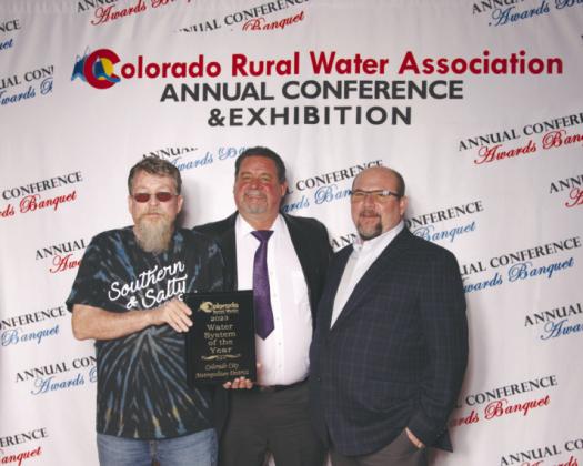 CCMD Director Jim Eccher (middele) and Water Plant Manager Gary Golladay (L) with CRWA Executive Director Claude Strait Courtesy Photo