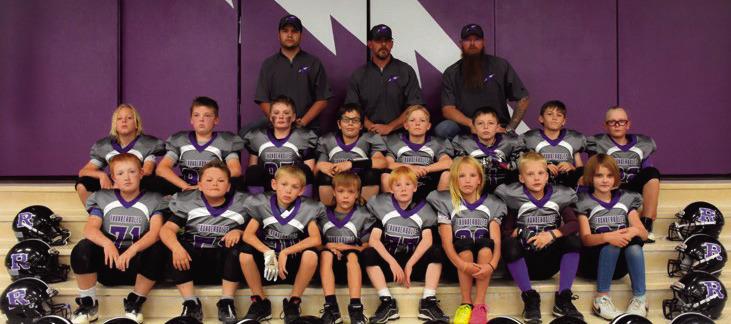 The 5th and 6th grade team finished first in the Bantam league and won the Championship. First row: Coleton Barnes, Gabe Baca, Cace Garmon, Chevy Struthers, Aiden Giadone, Stride Peterson, Donnie Hutchcroft, Kash Jordan, Cainan Okins Second row: Brogan Seybold, Zayden Mikus, Ryan Ragan, Cody Rochester, Xavier McIntosh, Riddick Hobbs, Brooke Gowin, Nathan Slade, Kollin Hill, Lukas Bjorum, Joe Menegatti Third row: Coach Devon McIntosh, Coach Jeremy Rochester, Coach, Cody Mikus, Coach Bryan Seybold, Coach Jeff
