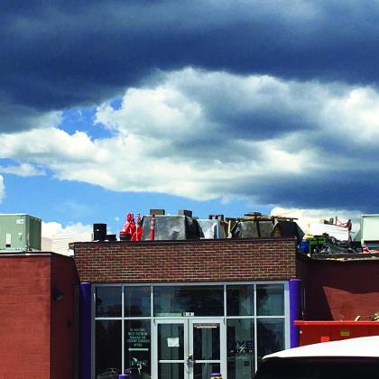 Photo by Shirley Pigg The Rye High School roof construction site.