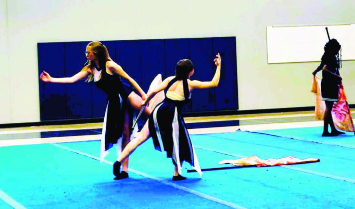 Although new to Rye High School, Winter Guard competitors finish fifth of 10 in their class on Febuary 10. Photo courtesy of Lisa Marie Bales