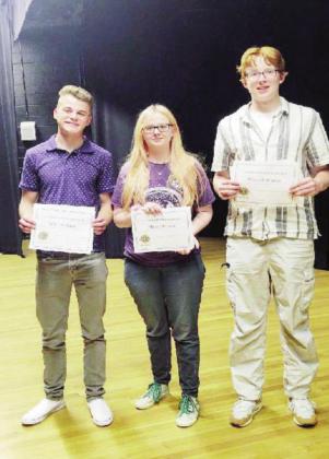 RHS Lions Club Scholarship recipients (L to R) are Will Fikan, Haven Nelson and Micah DiMatteo. Courtesy Photo