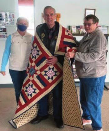 Scrappy Ladies Award Quilts of Valor to Two Cuerno Verde VFW Post 7305 Members