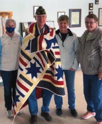 Scrappy Ladies Award Quilts of Valor to Two Cuerno Verde VFW Post 7305 Members