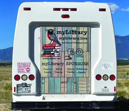 The back of the bookmobile displays the names of some of the sponsors of the bookmobile. Courtesy Photo
