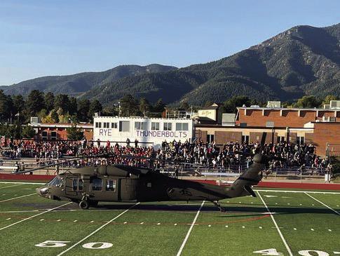 United States Army Black Hawk helicopter lands at Rye High School for Red Ribbon Week. Courtesy Photo