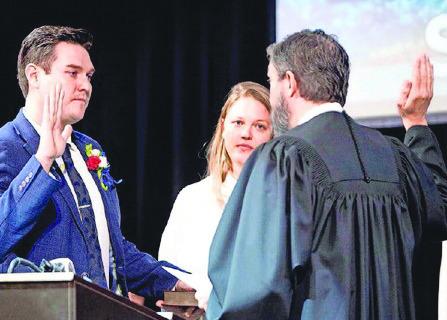 Miles Lucero takes his oath as the only Democrat Pueblo County Commissioner. Courtesy Photo