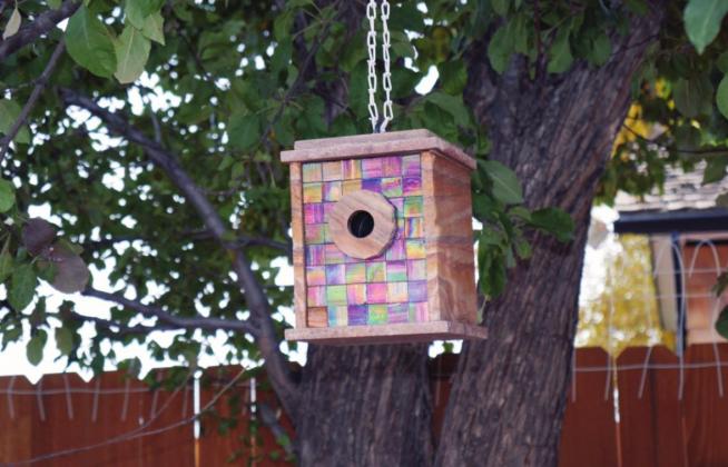 The second best-selling product Wet Mountain Stoneworks has are their Lazy Susans. This ornate bird house is one of their more colorful items. Courtesy Photo