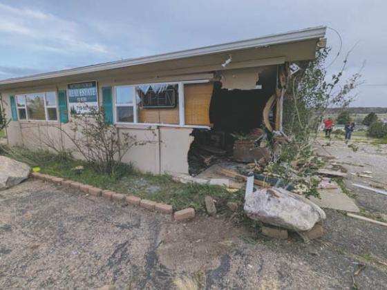 Southern Colorado Real Estate Brokers office damaged by run-away vehicle on Sunday evening Courtesy Photo