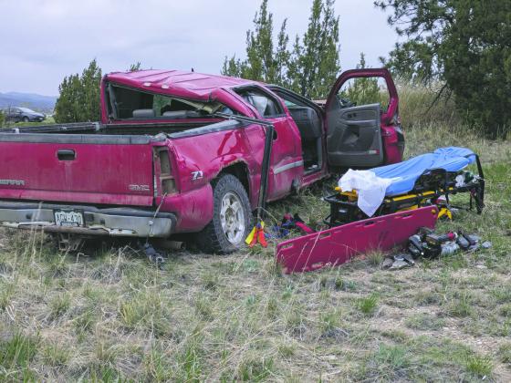 Damaged vehicle involed in collision at Southern Colorado Real Estate Brokers building in Colorado City Courtesy photo