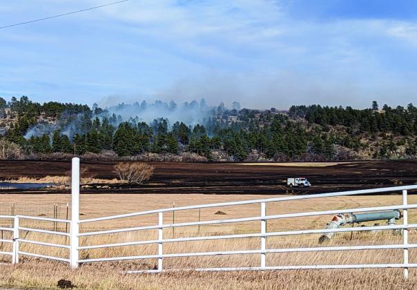 The Old San Isabel Road Fire, which burned 127 acres and an outbuilding near Rye on Monday, was 85% contained early Tuesday morning. Photo by Deb Straub