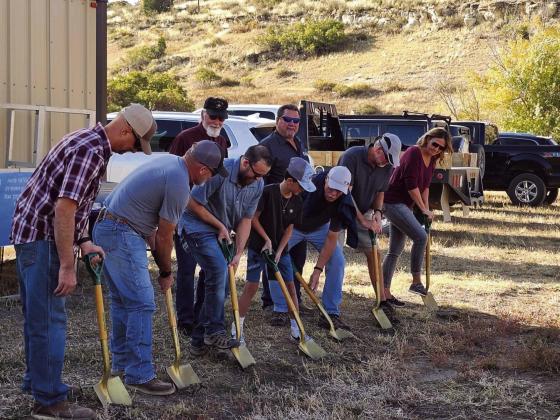 The group enthusiastically broke ground for Valley First's Phase One on Wednesday, October 16. Photo by Shirley Pigg