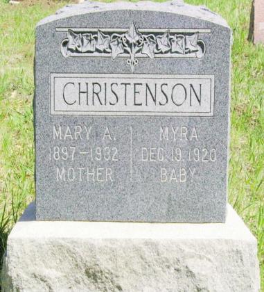 Mary Ann Savage married Nels Barnard Christenson in December 1919. Their daughter Myra, was born and died in 1920. Courtesy Photo