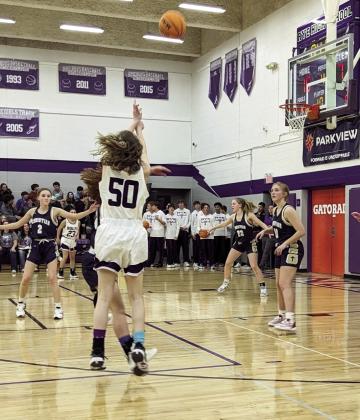 Bella Maloof swishes the basket with four seconds to go in action against CSCS. Photo by Deb Straub