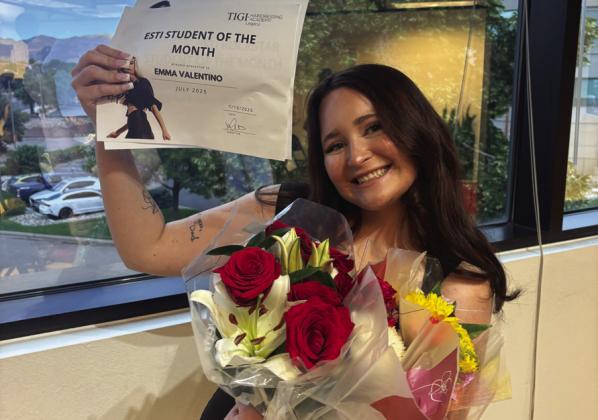 Emma Valentino with an award she earned at school Courtesy Photo