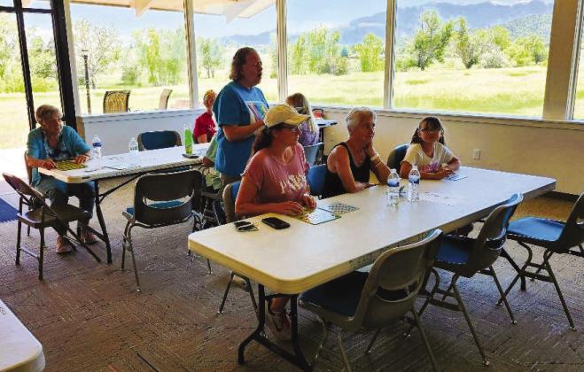 VFC President, Judi Patrick confirms a bingo card after one lucky player shouted, 'Bingo”. Photo by Shirley Pigg