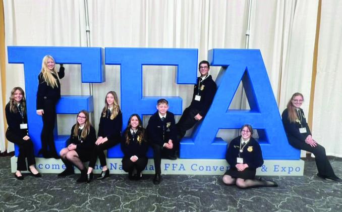 The nine delegates from the Rye High School FFA team at the 2023 FFA National Convention. Courtsy Photo