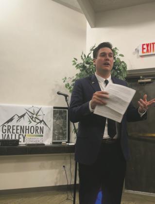 Pueblo County Commissioner Miles Lucero was invited to speak at the Greenhorn Valley Chamber of Commerce Annual Dinner. Courtesy Photo