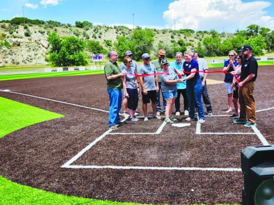 Valley First Officers and contributing sponsors gathered on the new little league field for a ribbon cutting during the 2025 Greenhorn Valley Days. Photo by Shirley Pigg