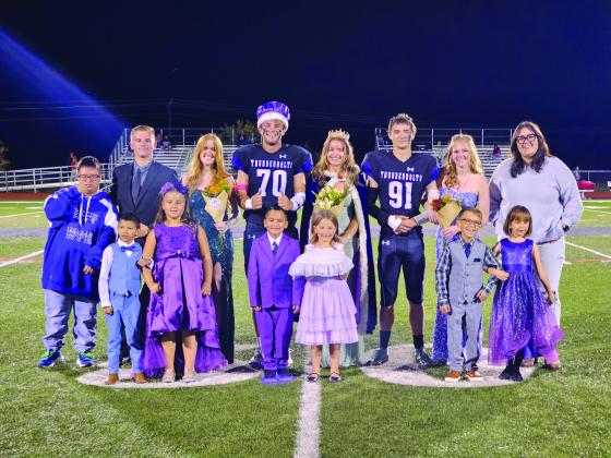 The 2025 Rye High School Homecoming Court, (L-R) Top Row - Jayden Lucero (2024 King), Kobe Boisvert, Vayla Agee, Anthony Adams - 2025 Homecoming King, Taylor Pye - 2025 Homecoming Queen, Logan Jones, Olivia Donlon, Hannah Statezny (2015 Queen) Bottom Row - Mason Day, Brynlee Boisvert, Cruze Wiant, Anisten Ewing, Ezra Swartwood, Brynlie Valdez Courtesy Photo