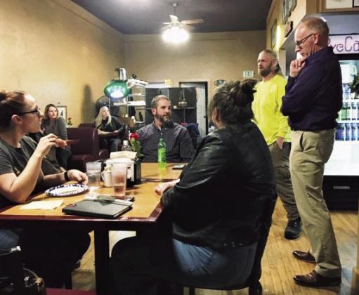 Chamber President Mike Bowler and Secretary Brad Azuremar speak to the chamber members and guests at their annual dinner and meeting. Photo by Shirley PIgg