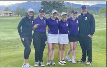 All four members of the Rye High School Girls’ Golf Team qualified for the State Tournament. Pictured (left to right) Coach Anna Snarich, Emma Garcia, Kelsy Stribling, Kenzie Nielsen, Olivia Donlon, Assistant Coach Nick Donlon. Courtesy Photo
