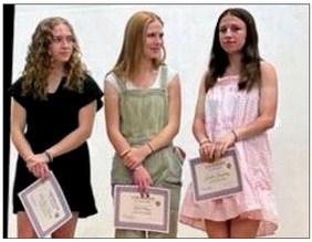 Scholars McKenna Heasley, Leah Peterson and Kendall Himmelberg (L-R) awarded $1000 each from the Colorado City/Rye Lions Club. Courtesy Photo