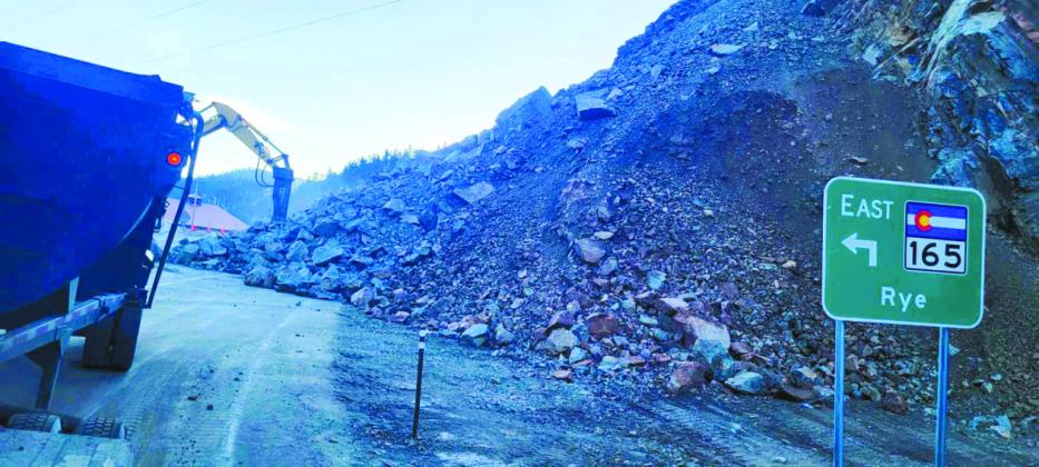 Highways 165 and 96 near McKinzie Junction were closed for several days due to the massive rockslide. Courtesy Photo