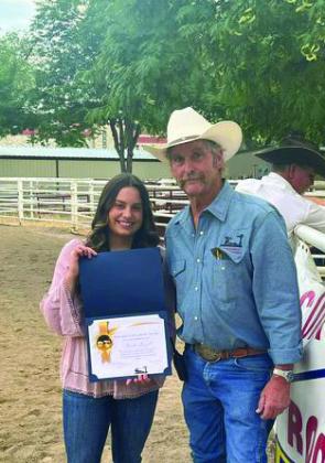 PCSA President Carl Beeman presents the Dickerson Scholarship to Brooke Brazil. Courtesy Photo