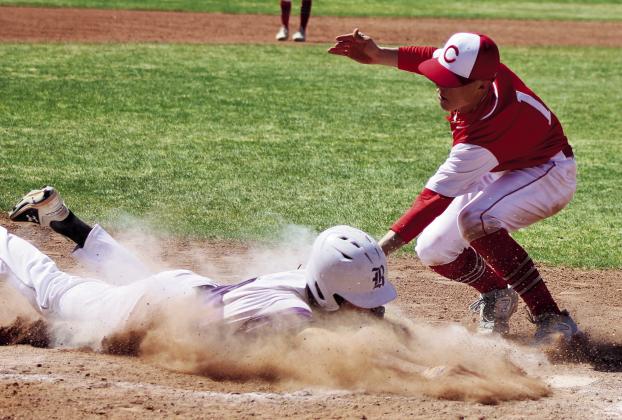 Axton Ehrlich stole three bases and drove in two runs against Crowley County last week. Photo by Karen Rochester