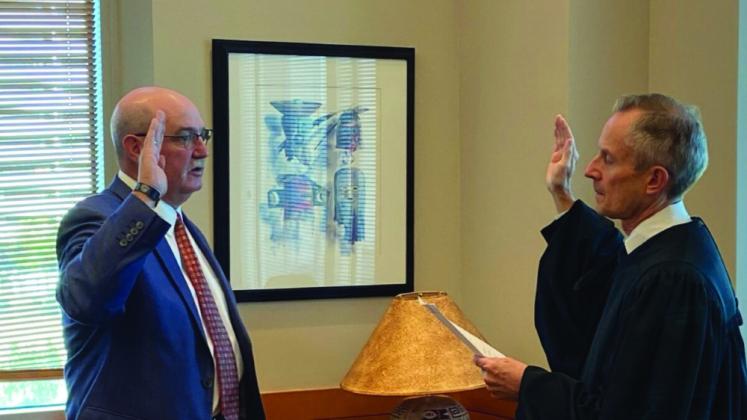 Colorado U.S. Marshal Kirk Taylor (L) at his swearing in. Courtesy Photo