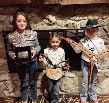 Rylan Simpson, Briella Reyes, and Sara McPherson were winners in the eight and under gymkhana division. Courtesy Photo