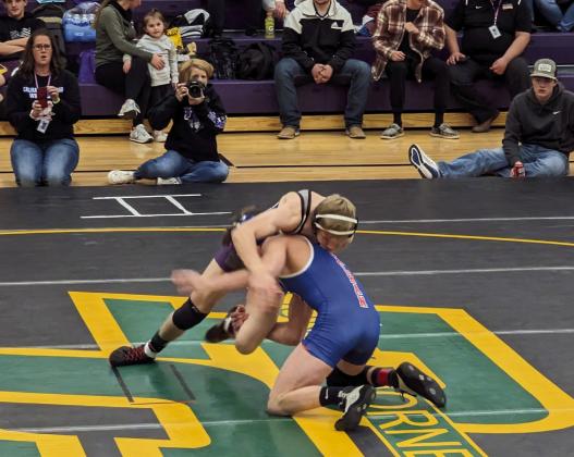 Hyrum Peterson (Rye) makes his move on a Calahan opponent Photo by Deb Straub