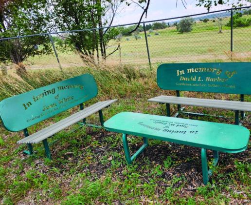 A wonderful resting or relaxing area has been created with memorial benches. Photo by Shirley Pigg