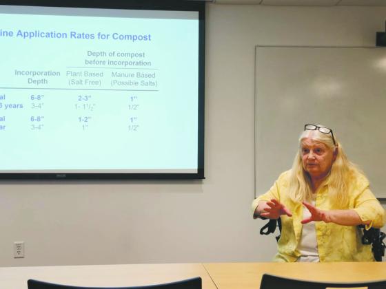 Kata Schmidt recently taught a CSU Etension class on vegetable gardening in our area at the Rawlings Library. Photo by Shirley Pigg
