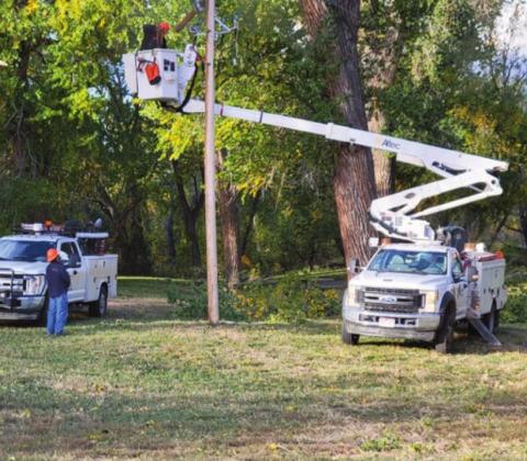San Isabel Electric Association repaired downed power lines at the Greenhorn Meadowns Park on Saturday. Courtesy PHoto