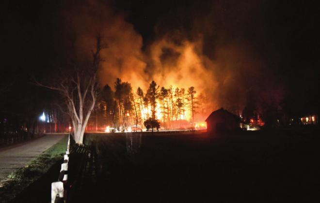 Structure involved in the Beulah fire on Monday. Courtesy Photo