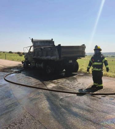 Rye Fire Protection District assists with burned dump truck on I-25 last Friday. Courtesy Photo