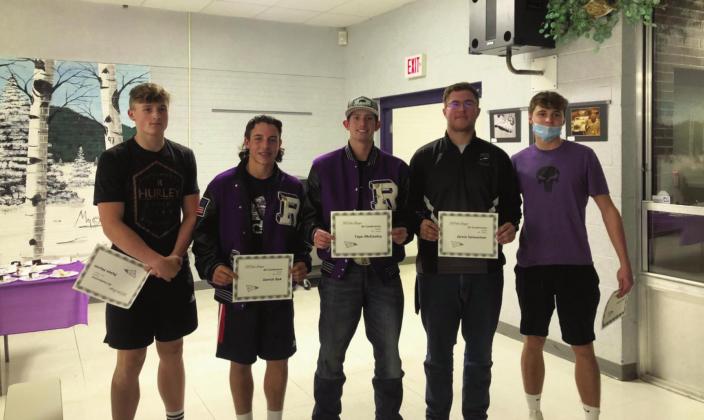 Rye HIgh School football has five players selected to All Conference. (L-R) Dylan Hurne, Derrick Bak, Taye McCauley, Devin Samuelson, Codah Graber. Courtesy Photo