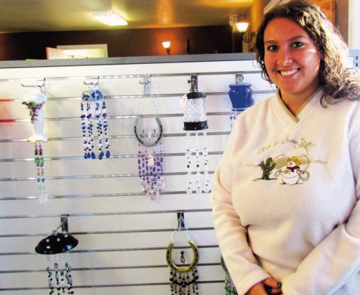 Jessie Christie displays her unique bead art at the Christmas Procrastinators Craft Fair in Rye on Saturday, December 16. Photo by Shirley Pigg