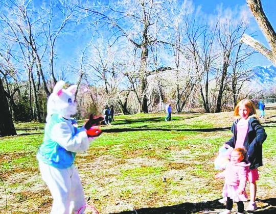 The Easter Bunny juggles eggs at last year’s event. Courtesy Photo