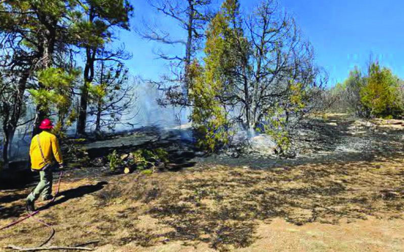 A fire, possibly caused by sparks from cutting a metal pipe, was quickly taken care of due to team work of several fire fighting agencies. Courtesy Photo