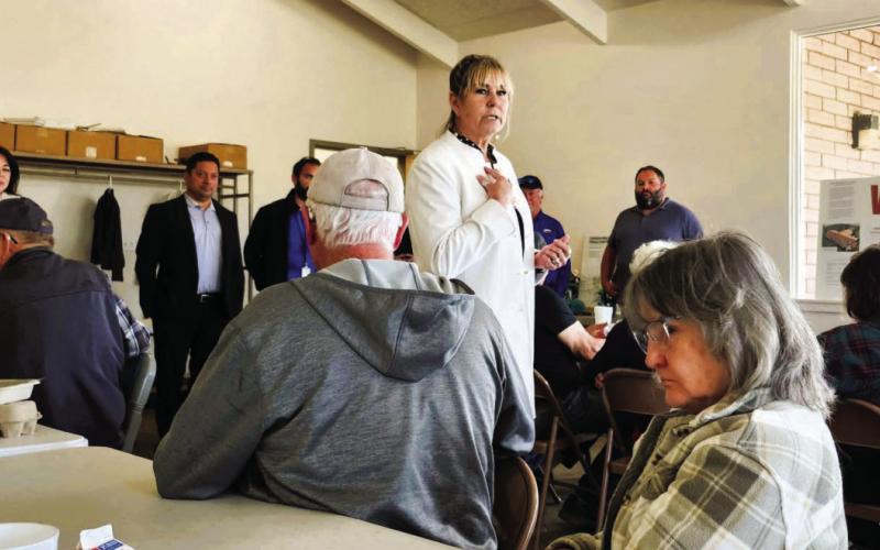 Carmen Howard, Director of the Pueblo County Department of Planning and Development, responds to residents' questions about land use. Photo by Shirley Pigg