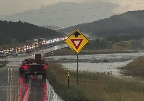 Traffic was brought to a near standstill as flash flood waters poured over I-25 between Pueblo and Colorado City Courtesy Photo