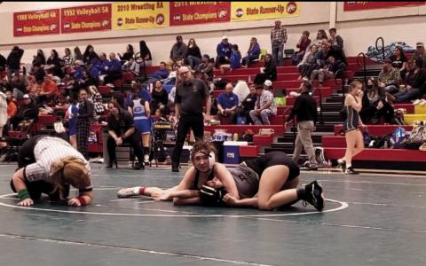 Ivey McAlhany, Colorado City, pins an opponent. Courtesy Photo