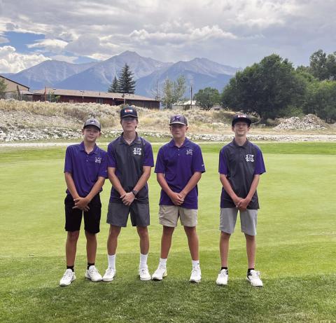 The Rye HIgh School Golf team at the Pueblo County Invitational (L-R) Kade Kenney, Jay Graham, Branson Burbidge and Jackson Graham. Courtesy Photo